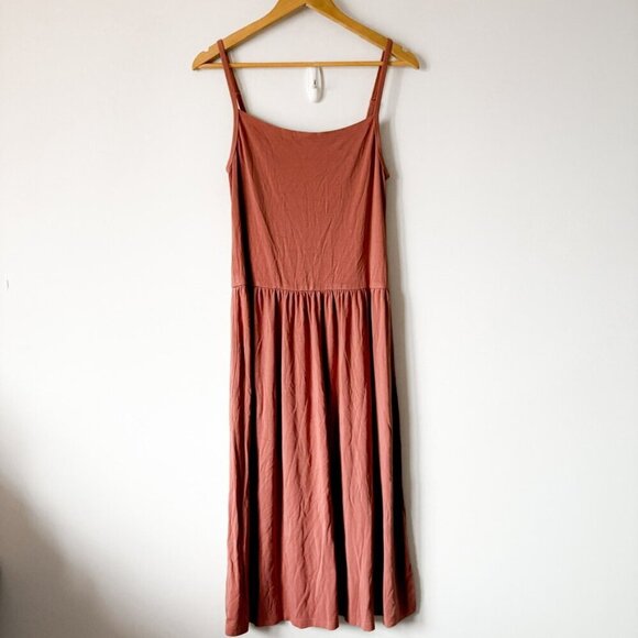 Aritzia Wilfred Stabat Scoop Neck Midi Dress Earthen Red Size Medium - Picture 4 of 8